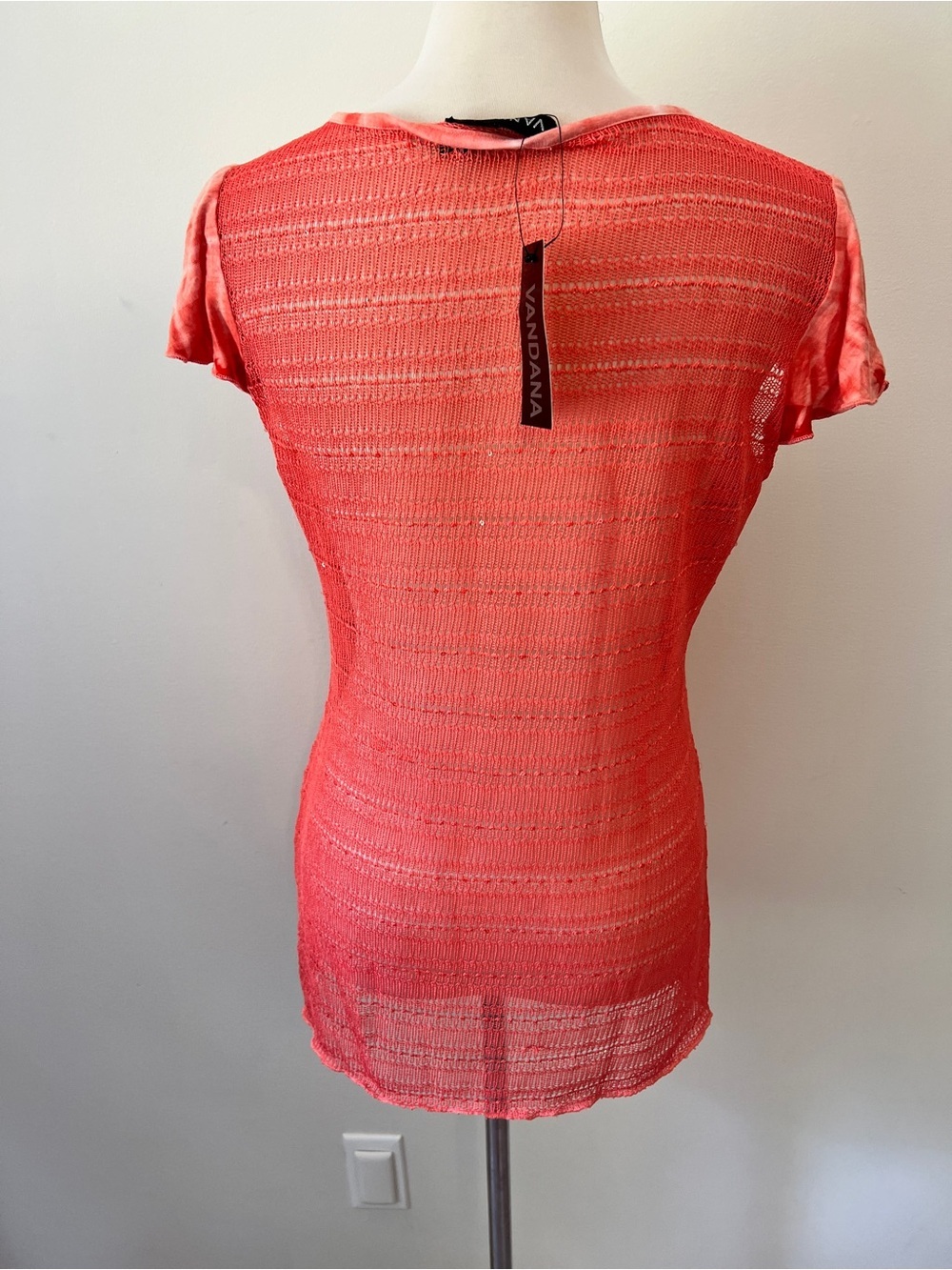 Vandana Coral Crochet Tunic Top Medium Boho Embellished Tie Dye NWT Y2K 2000s - Picture 3 of 7